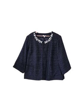 Joan Rivers Celebrate In Style Blazer Womens 3X Black Embellished Shimmer Sequin